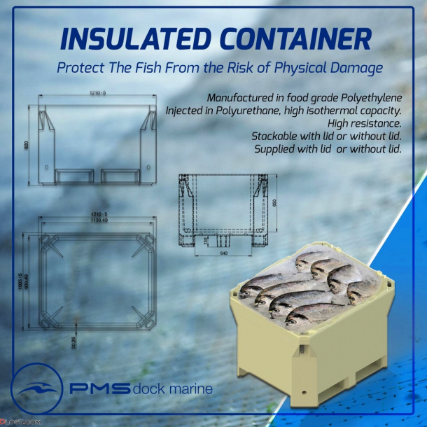 Fiskecontainer 700 l med lokk